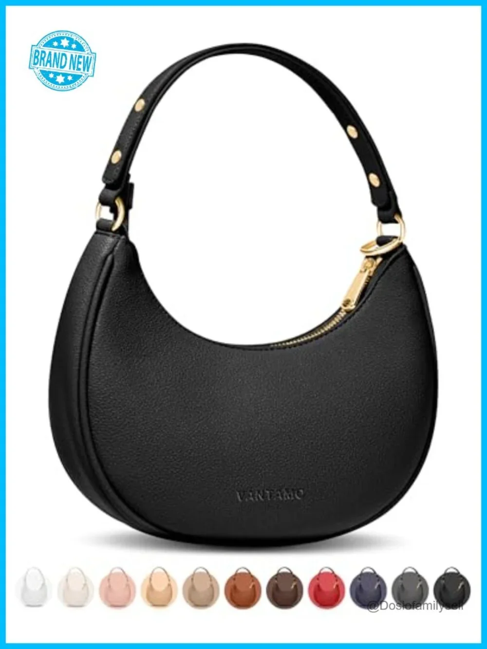 Women's Half Moon Clutch Purse RFID Protection Anti-Theft PU Leather Crossbody